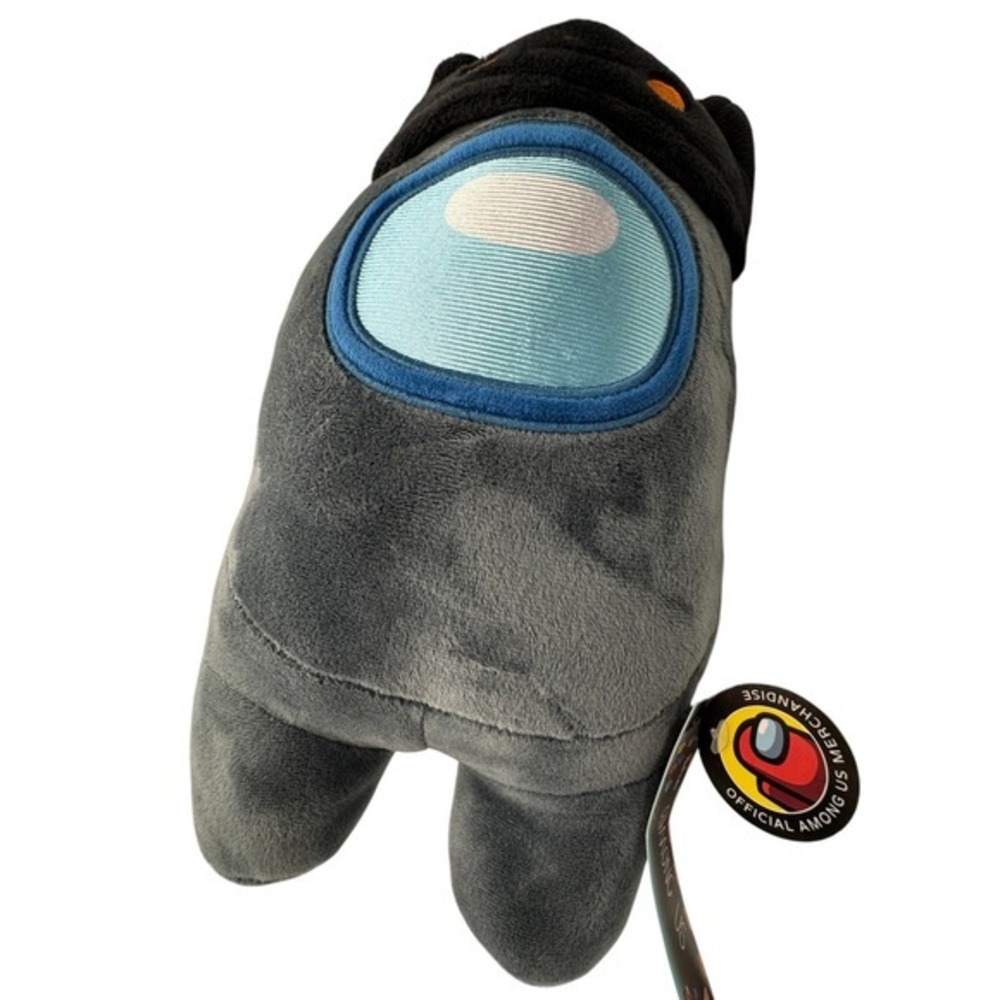 Among Us Gray Plush with Black Cat Hat Official Merchandise 9" Stuffed Toy‎ NWT